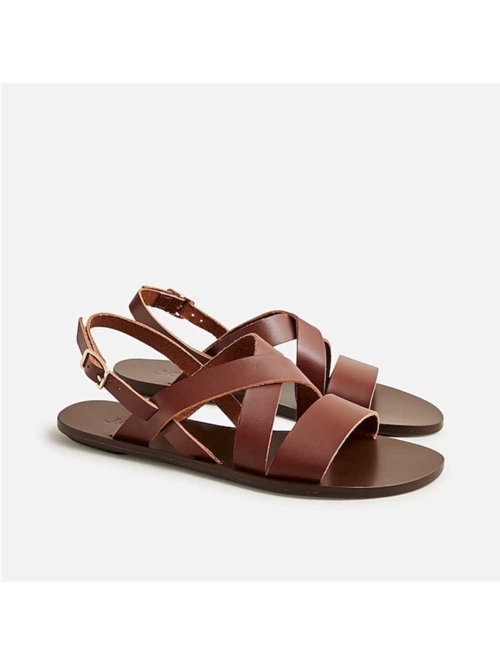 J. Crew Brown Carson Made in Italy Leather Crisscross Slingback Sandals
